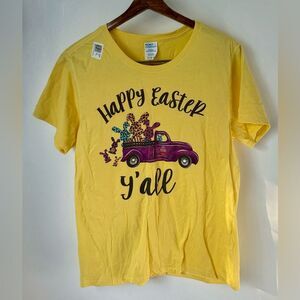 Happy Easter Y’all Yellow Graphic T-Shirt Easter Spring Yellow Easter Bunny XL